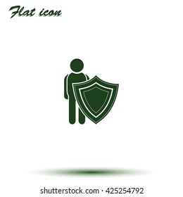 Man shield icon. Insurance illustration.