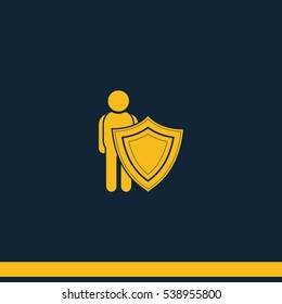 Man shield icon. Insurance illustration.