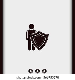 Man shield icon. Insurance illustration.