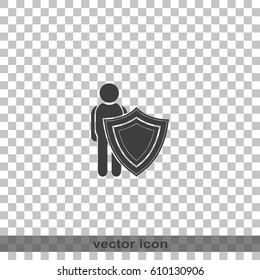 Man shield icon. Insurance illustration.