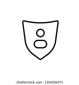 Man with shield, insurance icon, vector illustration eps10. Outline Icon Linear Style