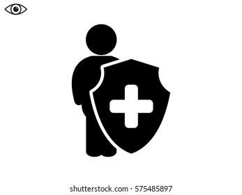 Man Shield Insurance Icon Vector Illustration Stock Vector (Royalty ...