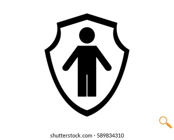 man, shield, insurance, icon, vector illustration eps10