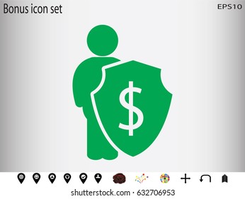 man, shield, insurance, icon, vector illustration eps10