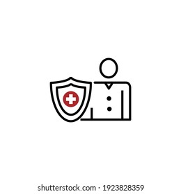 man with shield on white background vector illustration