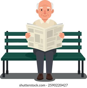 The man shifts his gaze from the newspaper.