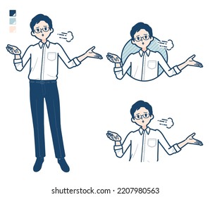 A man in shirt with Discouraged images.It's vector art so it's easy to edit.