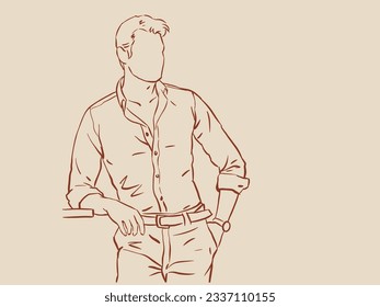 A man in shirt easy posing vector for illustration, decoration, card