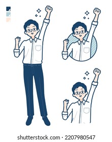 A man in shirt with fist pump images.It's vector art so it's easy to edit.