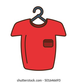 Man shirt hanging on hook vector illustration design