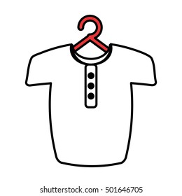 Man shirt hanging on hook vector illustration design