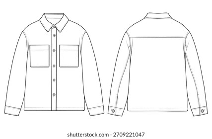 Projeto de ilustração de vetor de jaqueta de camisa masculino