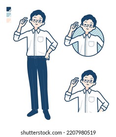 A man in shirt with Just a bit Hand sign images.It's vector art so it's easy to edit.