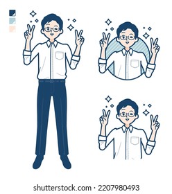 A man in shirt with Peace sign images.It's vector art so it's easy to edit.