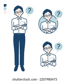 A man in shirt with Question images.It's vector art so it's easy to edit.