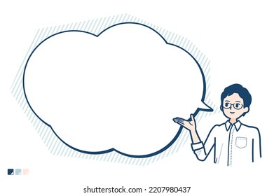 A man in shirt with text balloon navigation images.It's vector art so it's easy to edit.