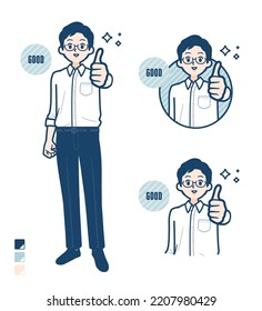 A man in shirt with Thumbs up images.It's vector art so it's easy to edit.