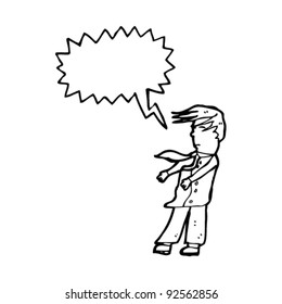 man with shirt and tie blowing in wind cartoon