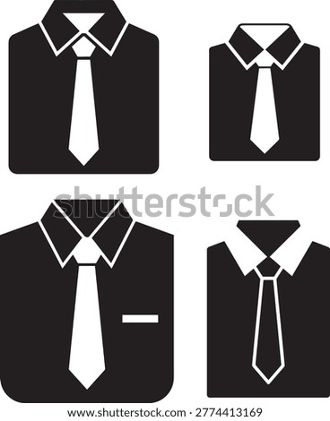 Man shirt and tie icon vector silhouette, formal wear symbol.