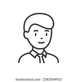 Man in a shirt with a tie, linear icon. Avatar. Line with editable stroke