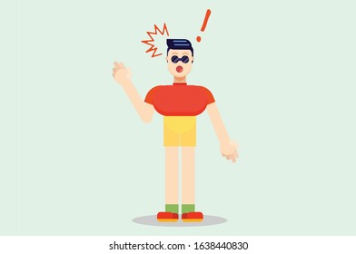 A man with shock expression, unique Chinese character. Simple vector illustration, this illustration can use as a sticker also. 