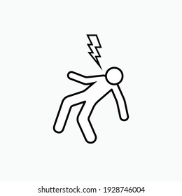 Man Shocked Lightning Icon - Vector Logo Template.