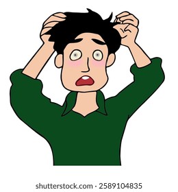 man shocking with head on hand illustration design
