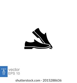 Man shoe glyph icon. A pair of male shoes element, Man's formal foot wear flat style pictogram for web, mobile app. Vector illustration. Design on white background. EPS 10