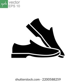 Man shoe glyph icon. A pair of male shoes element, Man's formal foot wear flat style pictogram for web, mobile app. Vector illustration. Design on white background. EPS 10