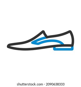 Icono de zapato de hombre. Contorno de negrita editable con diseño de relleno de color. Ilustración vectorial.