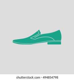 Man shoe icon. Gray background with green. Vector illustration.