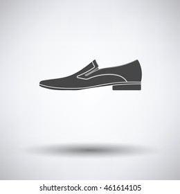 Man shoe icon on gray background with round shadow. Vector illustration.