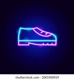 Man Shoe Neon Sign. Vector Illustration of Male Clothes Promotion.