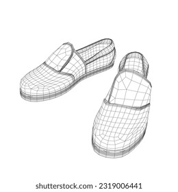 Man shoe wireframe icon. A pair of male shoes element, Man's formal foot wear wireframe style pictogram for web. Vector illustration. Design on white background. EPS 10.