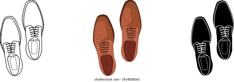 Man shoes icon , top view, vector illustration