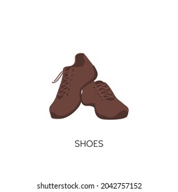 Man Shoes Vector illustartion. Cartoon style Brown Sneakers or Running a pair of Shoes flat style vector icon isolated on white background. Men's Footwear. Vector illustration of Soccer Shoes