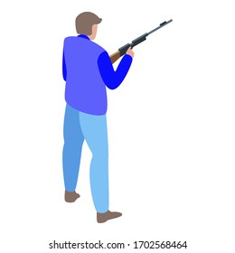 Man Shooter-Ikone. Isometrisch zur Vektorillustration von Menschen-Shooter Symbol für Webdesign einzeln auf weißem Hintergrund