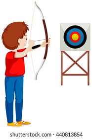 Man shooting arrow at the target illustration