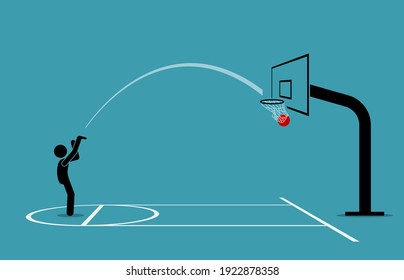 Man shooting a basketball into a hoop and scoring from free throw line. Vector illustration concept of accurate, precise, skillful, objective, and practice makes perfect.  - Shutterstock ID 1922878358