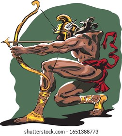 Man shooting a bow and arrow