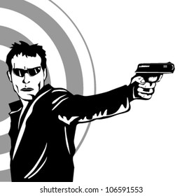 Man shooting a gun