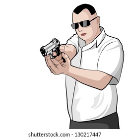 Man shooting a gun