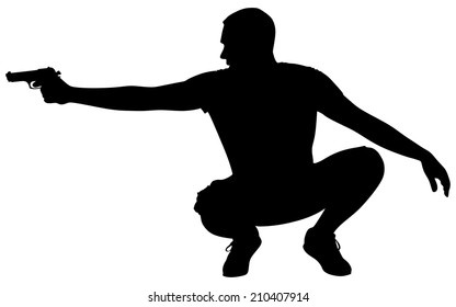 man shooting gun, vector