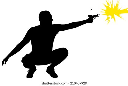 man shooting gun, vector