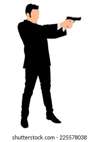 man shooting gun, vector 