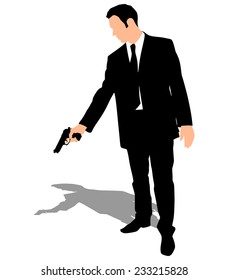 man shooting gun, vector 