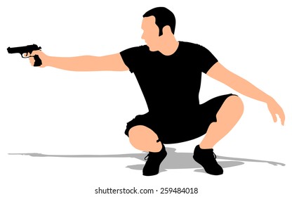 man shooting gun, vector