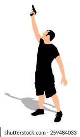 man shooting gun, vector