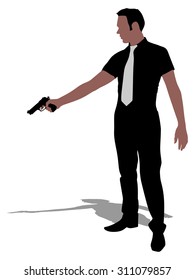 man shooting gun, vector 