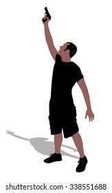 man shooting gun, vector